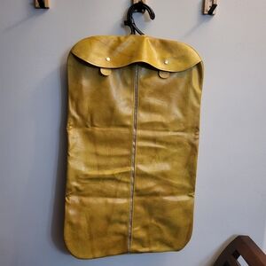 Vintage 70's Yellow Gold Zip Around Hanging Folded Garment Bag Luggage Travel